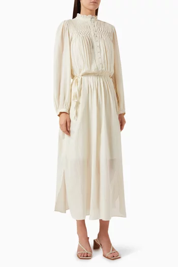 Dalida Belted Maxi Dress in Cotton-voile