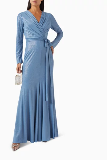 Belted V-neck Maxi Dress