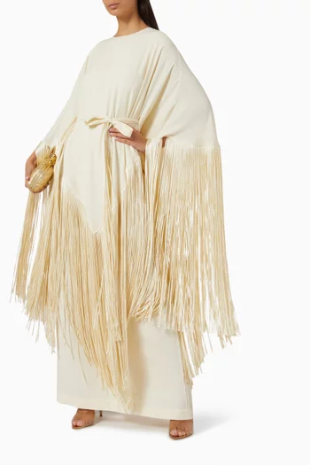 Bohemia Fringed Kaftan in Crepe Cady