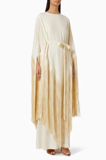 Bohemia Fringed Kaftan in Crepe Cady