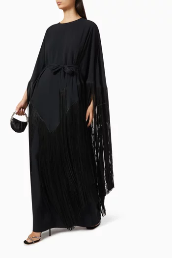 Bohemia Fringed Kaftan in Crepe Cady