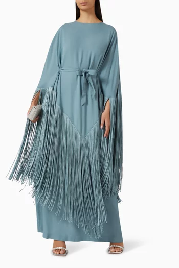 Bohemia Fringed Kaftan in Crepe Cady