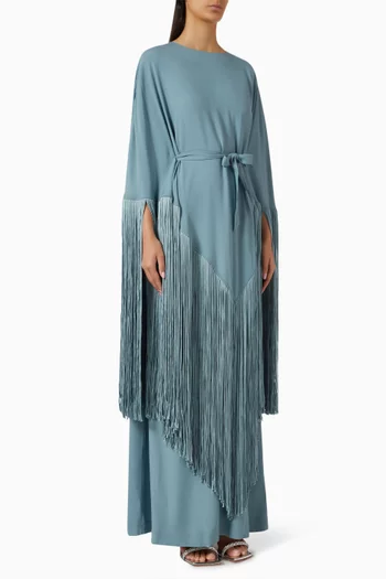 Bohemia Fringed Kaftan in Crepe Cady