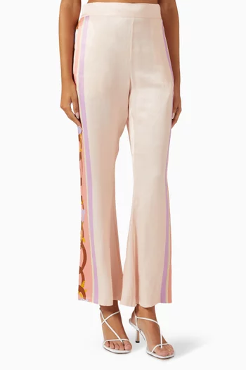 Mirage Illustrated Flared Pants in Vegan Cupro Blend