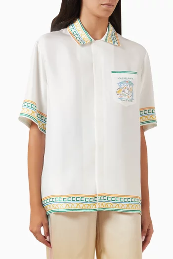 Crayon Temple Tennis Club Cuban Shirt in Silk
