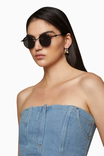 Ollie Round Sunglasses in Metal