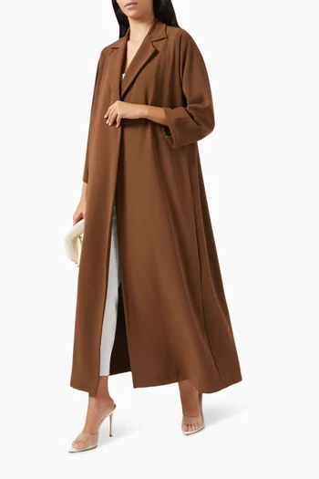 Notched-collar Abaya in Polycrepe