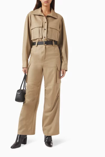 High-neck Cargo Shirt in Wool