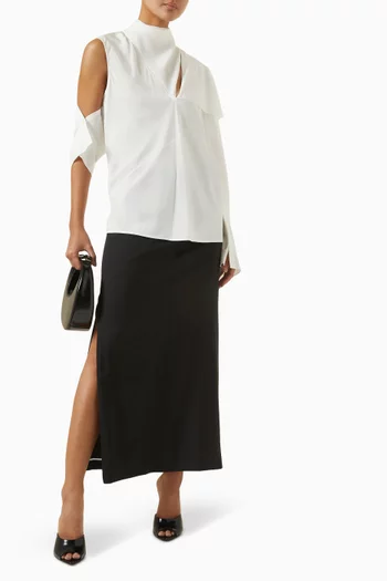 Zip Column Maxi Skirt in Wool