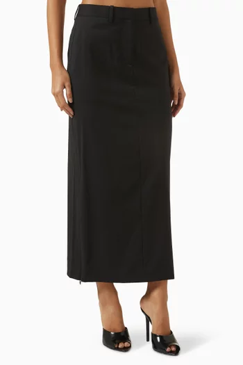 Zip Column Maxi Skirt in Wool
