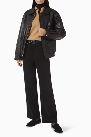 Oversized Shirt Jacket in Leather