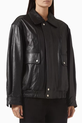 Oversized Shirt Jacket in Leather