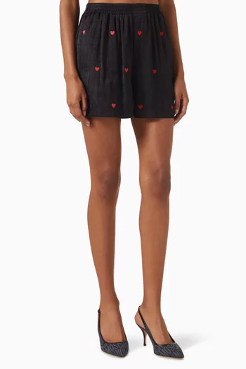 Heart-motif Logo Shorts in Silk Blend