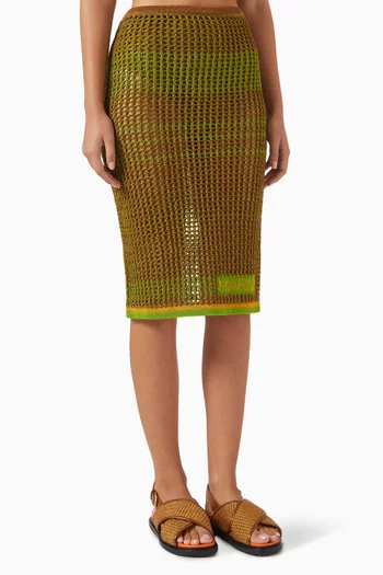 Logo Midi Skirt in Net Knit