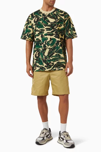 تي شيرت بنقشة رخامية مموهة قطن