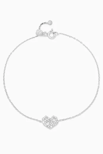 Cherish Diamond Heart Bracelet in 18kt White Gold