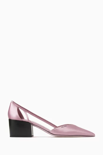 Logo Cut-out Pumps in Satin