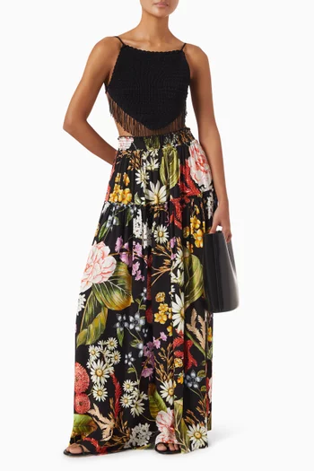 Jenna Printed Maxi Skirt in Viscose