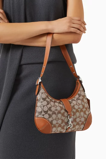 Hamptons Hobo Bag in Crystal Signature Jacquard