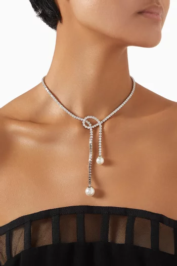 Matrix Y Necklace in Rhodium-plated Metal