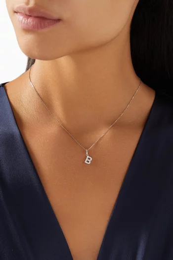 Letter 'B' Diamond Charm in 18kt White Gold