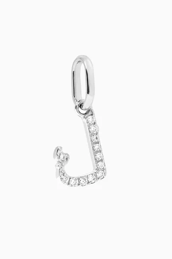 Arabic Letter F ف Diamond Charm in 18kt White Gold