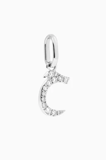 Arabic Letter F ف Diamond Charm in 18kt White Gold