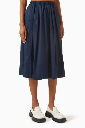 Elasticated Midi Skirt in Cotton Poplin