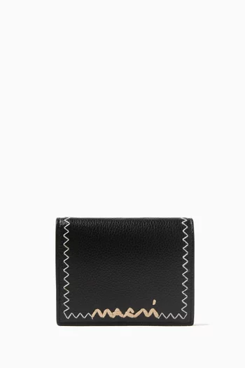 Logo Mending Bi-fold Wallet in Leather