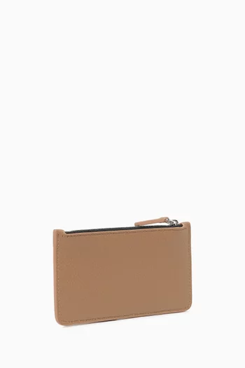 Logo Card Case in Calfskin Leather
