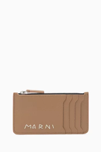 Logo Card Case in Calfskin Leather