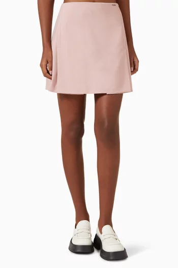 Embroidered-logo Mini Skirt in Virgin Wool Blend