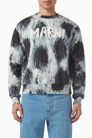 Scribble-Logo Tie Dye Sweatshirt in Cotton