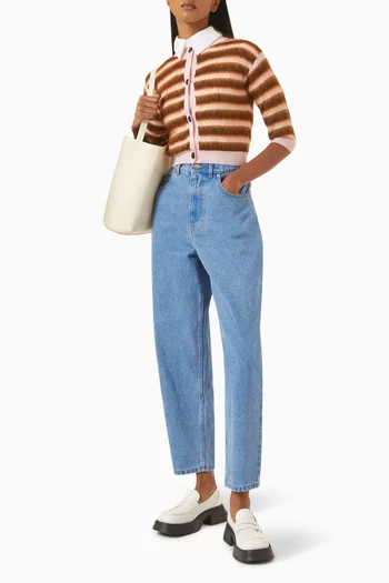 Striped Cardigan in Brushed Wool