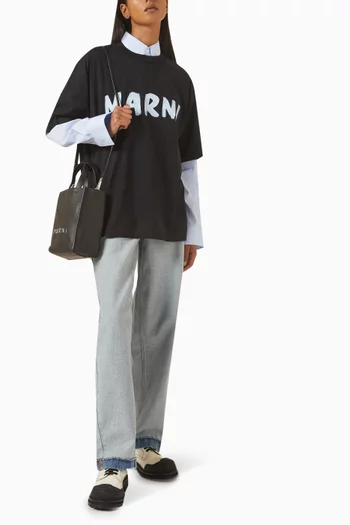 Printed Logo Oversized T-shirt in Cotton