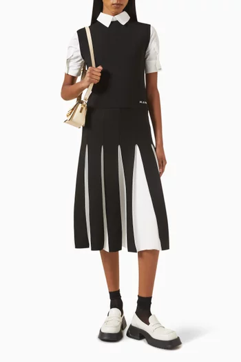 Logo Pleated Skirt Midi Dress