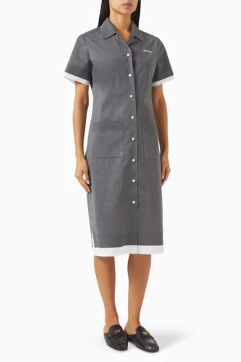 Short-sleeved Midi Dress in Silk-knit & Poplin