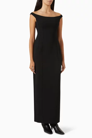 Curved Off-shoulder Maxi Dress