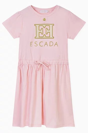 Logo-embroidered T-shirt Dress in Cotton