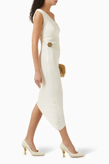 Louisa Brooch Midi Dress in Viscose-jersey