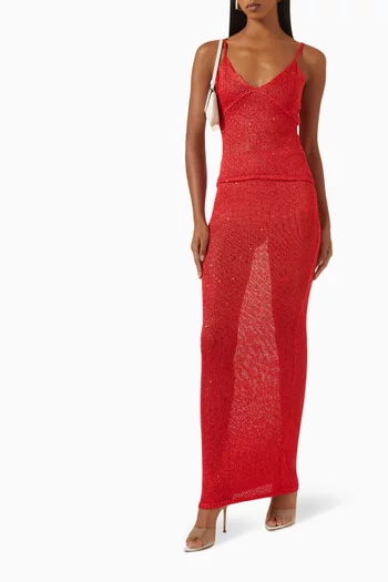 Carolina Sequin Maxi Skirt in Cotton Blend