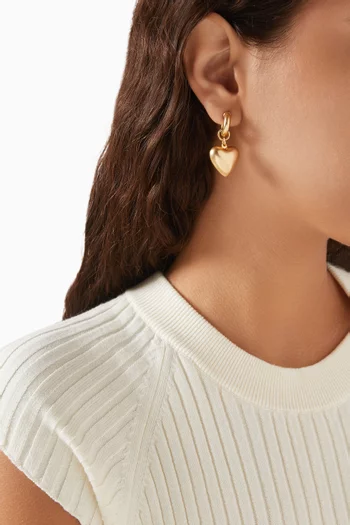 The Puffy Heart Drop Earrings in Gold-plated Brass