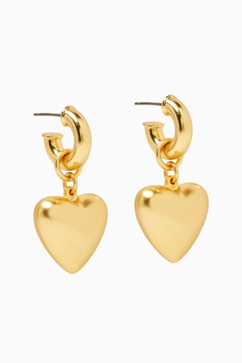 The Puffy Heart Drop Earrings in Gold-plated Brass