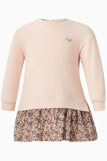 Floral Sweatshirt Dress in Cotton