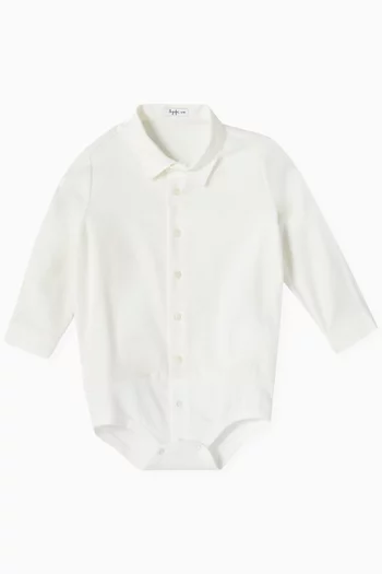 Button-down Shirt Bodysuit in Cotton Voile