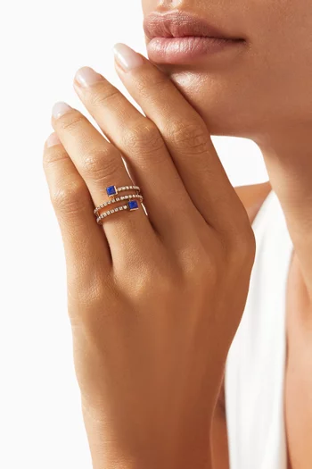 Cleo Lotus Twist Pavé Diamond & Lapis Lazuli Ring in 18kt Rose Gold