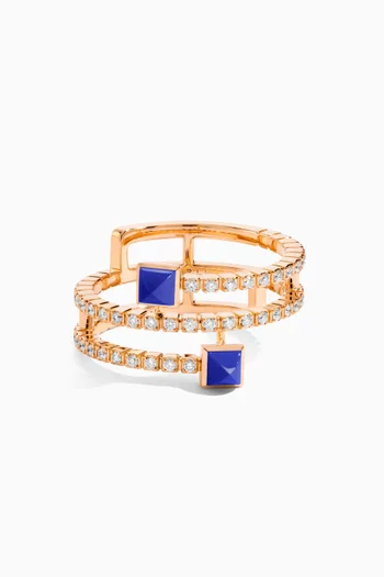 Cleo Lotus Twist Pavé Diamond & Lapis Lazuli Ring in 18kt Rose Gold