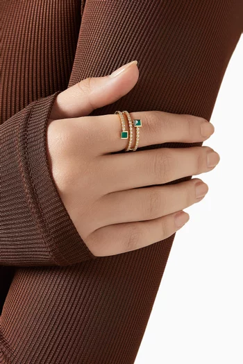 Cleo Lotus Twist Pavé Diamond & Agate Ring in 18kt Gold