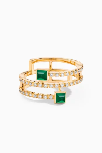 Cleo Lotus Twist Pavé Diamond & Agate Ring in 18kt Gold