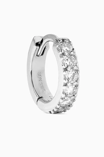 قرط منفرد دائري مرصع بأحجار زركونيا فضة إسترلينية